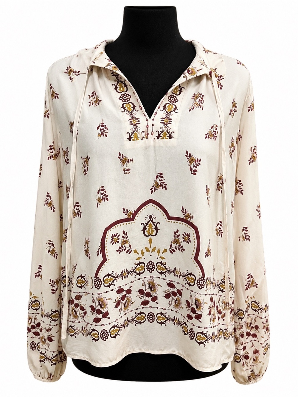 BOBEAU LONG SLEEVE PINK FLORAL TOP WITH TIE DETAIL
